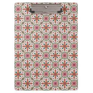 Floral Boho Pattern in Red, Pink & Teal Clipboard