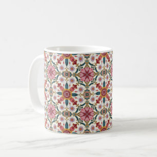 Floral Boho Pattern in Red, Pink & Teal Coffee Mug