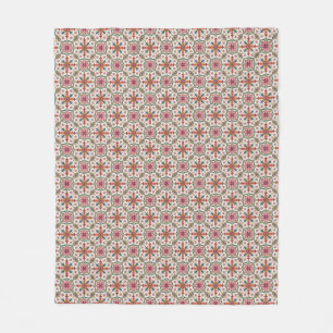Floral Boho Pattern in Red, Pink & Teal Fleece Blanket