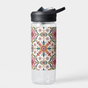 Floral Boho Pattern in Red, Pink & Teal Water Bottle