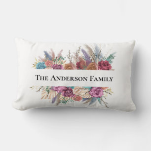 Floral Boho Personalized Trendy Gift Lumbar Pillow