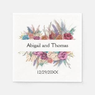 Floral Boho Personalized Trendy Wedding  Napkin
