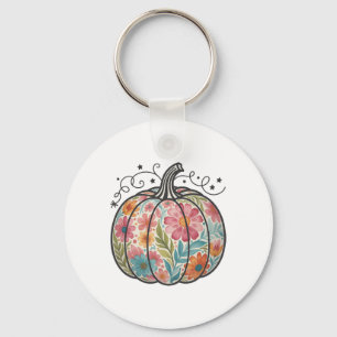 Floral Boho Pumpkin Preppy Fall Thanksgiving Cozy Keychain