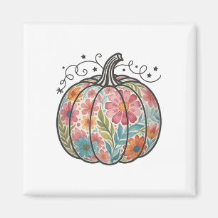 Floral Boho Pumpkin Preppy Fall Thanksgiving Cozy Magnet