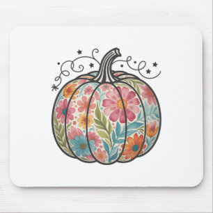 Floral Boho Pumpkin Preppy Fall Thanksgiving Cozy  Mouse Pad