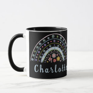 Floral Boho Rainbow with Personalized Name Mug