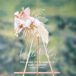 Floral Boho Rose Baby shower Bienvenue