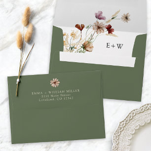Floral Boho Sage Wedding Envelope