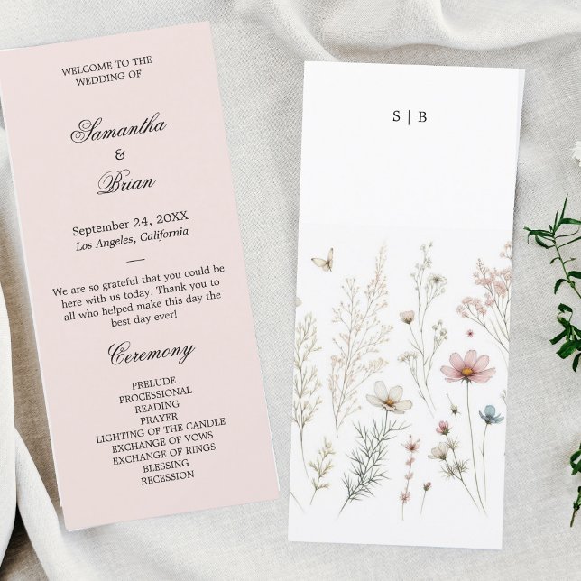 Floral boho summer simple wedding program (Creator Uploaded)