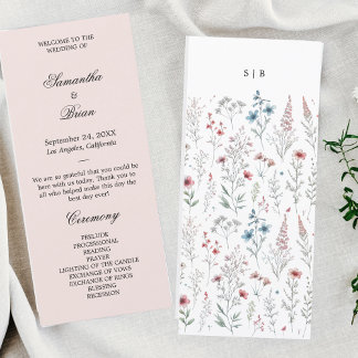 Floral boho summer simple wedding program