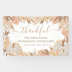 Floral Boho Thanksgiving Dinner party banner