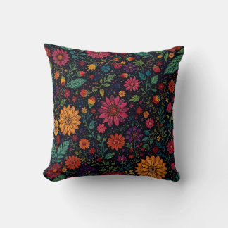 Floral Boho Throw Pillow