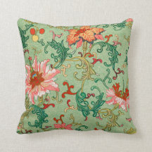 Floral Boho Throw Pillow Oriental Design 16 X 16