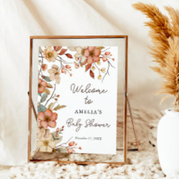 Floral Boho Wildflower Baby Shower Welcome Poster