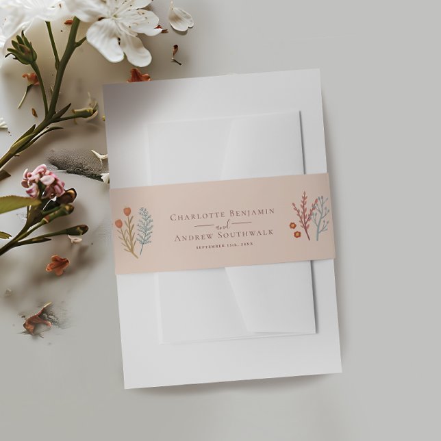 Floral Boho Wildflower Wedding  Invitation Belly Band (Creator Uploaded)