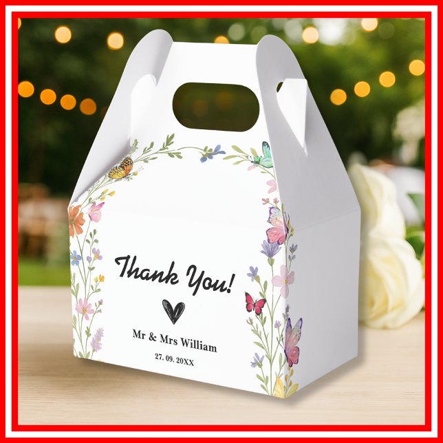 Floral Boho Wildflowers Wedding Thank You Favor Box (Creator Uploaded)