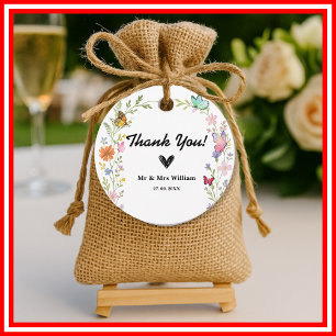 Floral Boho Wildflowers Wedding Thank You Favour Tags