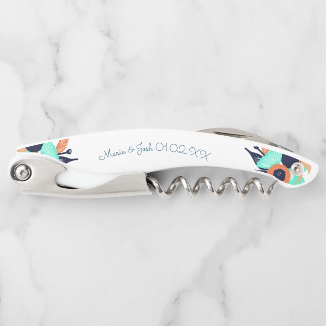 Floral Bold Poppies Couples Monogram Corkscrew (Front)