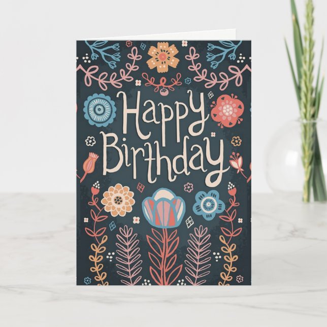 Floral Bonne carte d'anniversaire (Devant)
