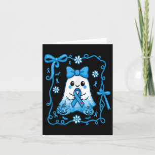 Floral Boo Holding Diabetes Awareness Ribbon Hallo Card