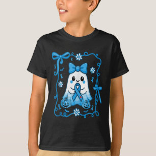 Floral Boo Holding Diabetes Awareness Ribbon Hallo T-Shirt