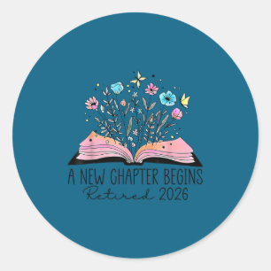 Floral Book A New Chapter Begins Retired 2026 Reti Classic Round Sticker