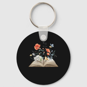 Floral Book A New Chapter Begins Retired Teacher R Keychain
