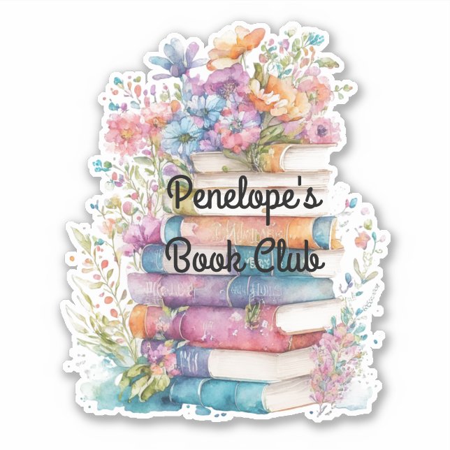 Floral Book Club Custom-Cut Vinyl Sticker (Front)