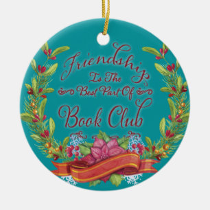 Floral Book Club Friendship Christmas Holiday Ceramic Ornament