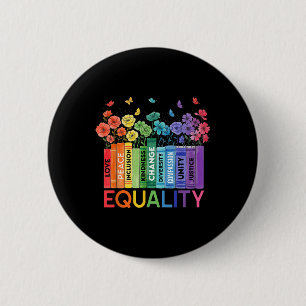 Floral Book Equality Human Rights, Social Justice 2 Inch Round Button