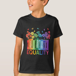 Floral Book Equality Human Rights, Social Justice T-Shirt