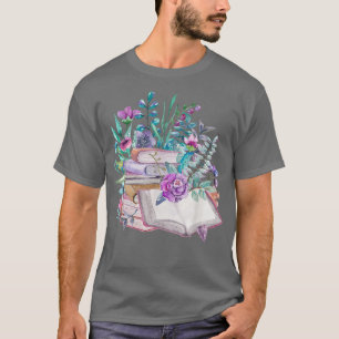 Floral Book Lover Christmas Funny Book Nerd Librar T-Shirt