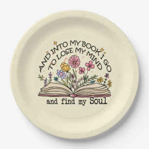 Floral Book Lover Paper Plate
