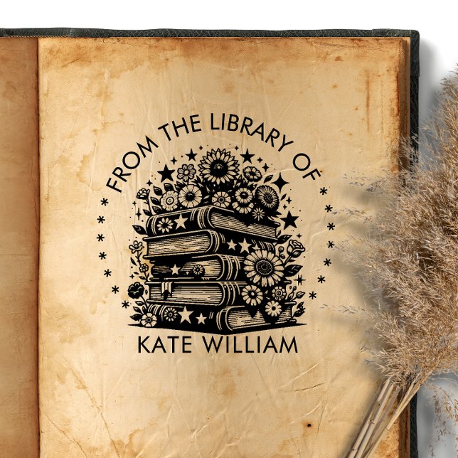 Floral book stack From the library of Round stamp  (Creator Uploaded)