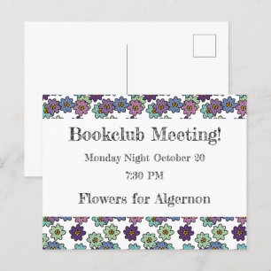Floral Bookclub Reminder Postcard