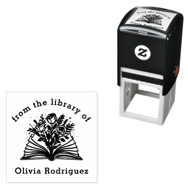 Floral Books From the Library Of Self-inking Stamp (In Situ)