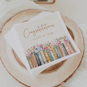 Floral Books Graduation Napkin