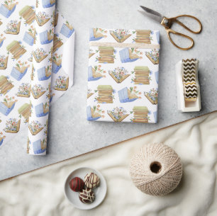 Floral Books Wrapping Paper