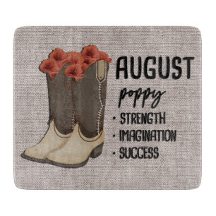 Floral Boots Birth Month Flower/August Poppy Cutting Board