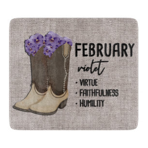 Floral Boots Birth Month Flower/February Violet Cutting Board