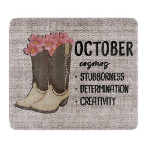 Floral Boots Birth Month Flower/ October Cosmos Cutting Board