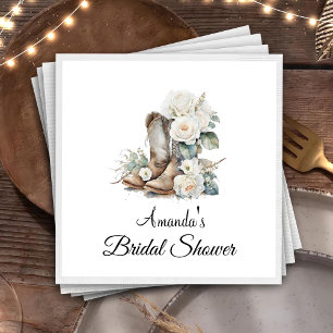 Floral Boots Bridal Shower Paper Napkin