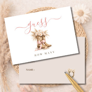 Floral Boots Girl Baby Shower Game Guess How Many Thank You Card