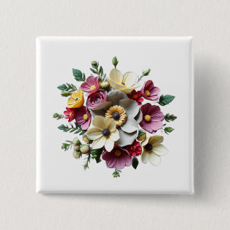 Floral Boquete 3D 2 Inch Square Button