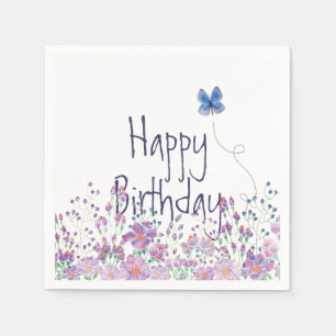 Floral Border Birthday Party  Napkin