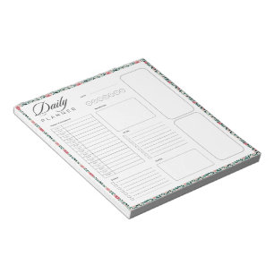 Floral border blank universal daily planner sheet notepad