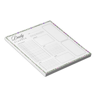 Floral border blank universal daily planner sheet notepad