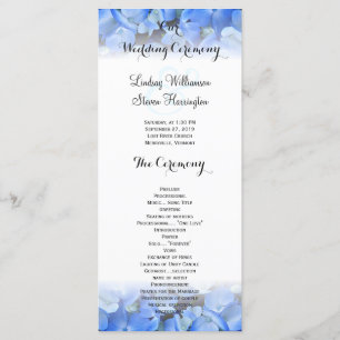 Floral Border Blue Hydrangea Wedding Tall Program