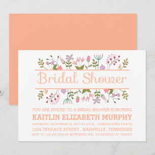 Floral Border Bridal Shower Invitation