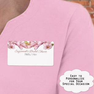 Floral Border Bridal Shower Paper Label Name Tag